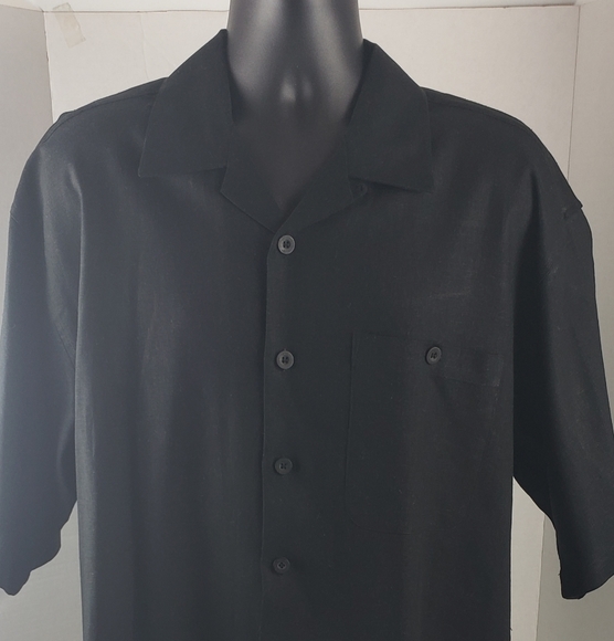 Trust USA-Black LinenShort Sleeve Shirt - Picture 1 of 6